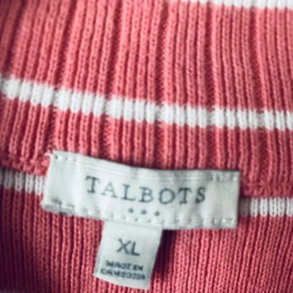 TALBOTS Women’s Sleeveless Ribbed Knit Pullover Sweater White Stripes Size XL - Picture 5 of 6